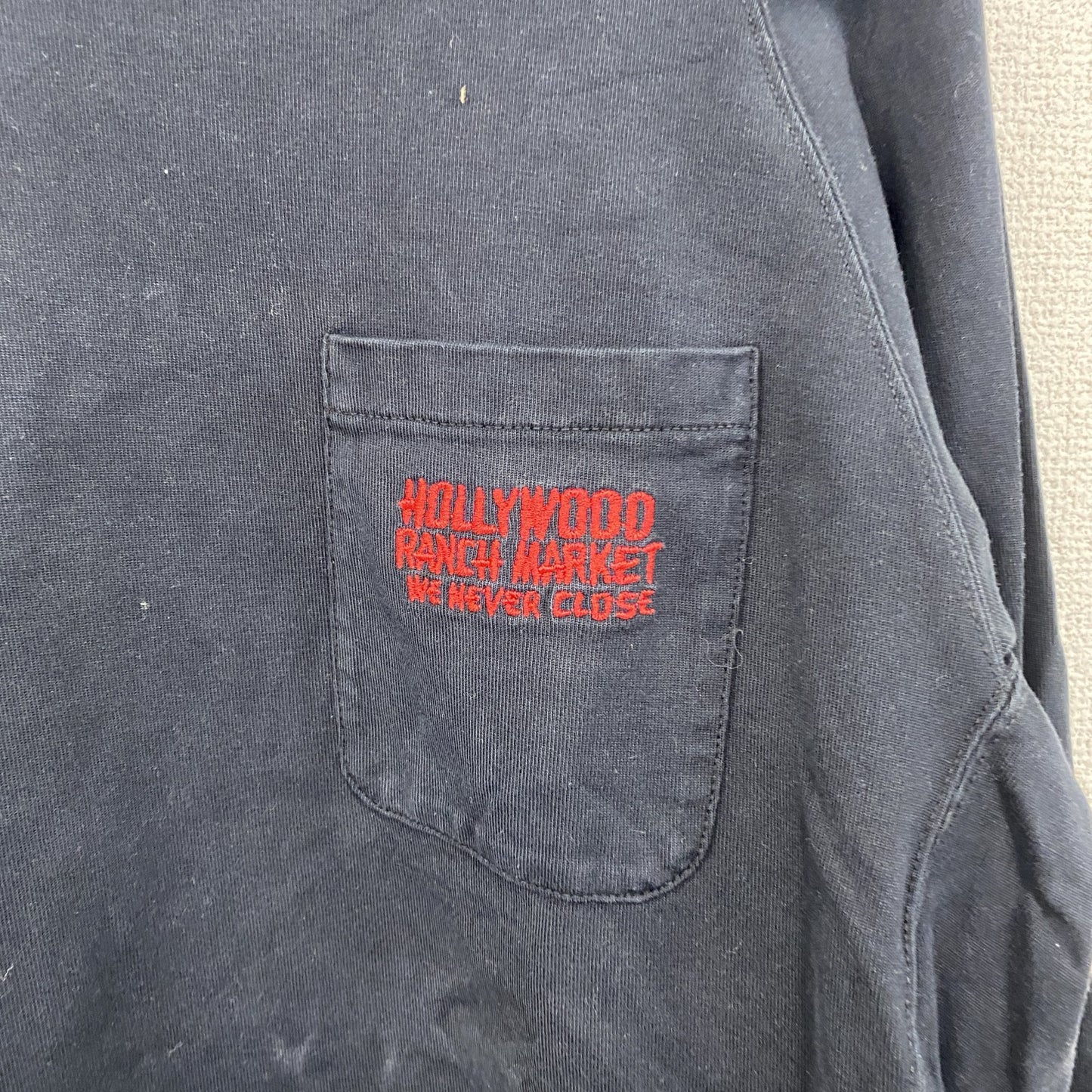 H.R.MARKET　ハリウッドランチマーケット　長袖Tシャツ/ロンT　ポケT　刺繍ロゴ　黒　ブラック　2サイズ