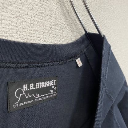 H.R.MARKET　ハリウッドランチマーケット　長袖Tシャツ/ロンT　ポケT　刺繍ロゴ　黒　ブラック　2サイズ