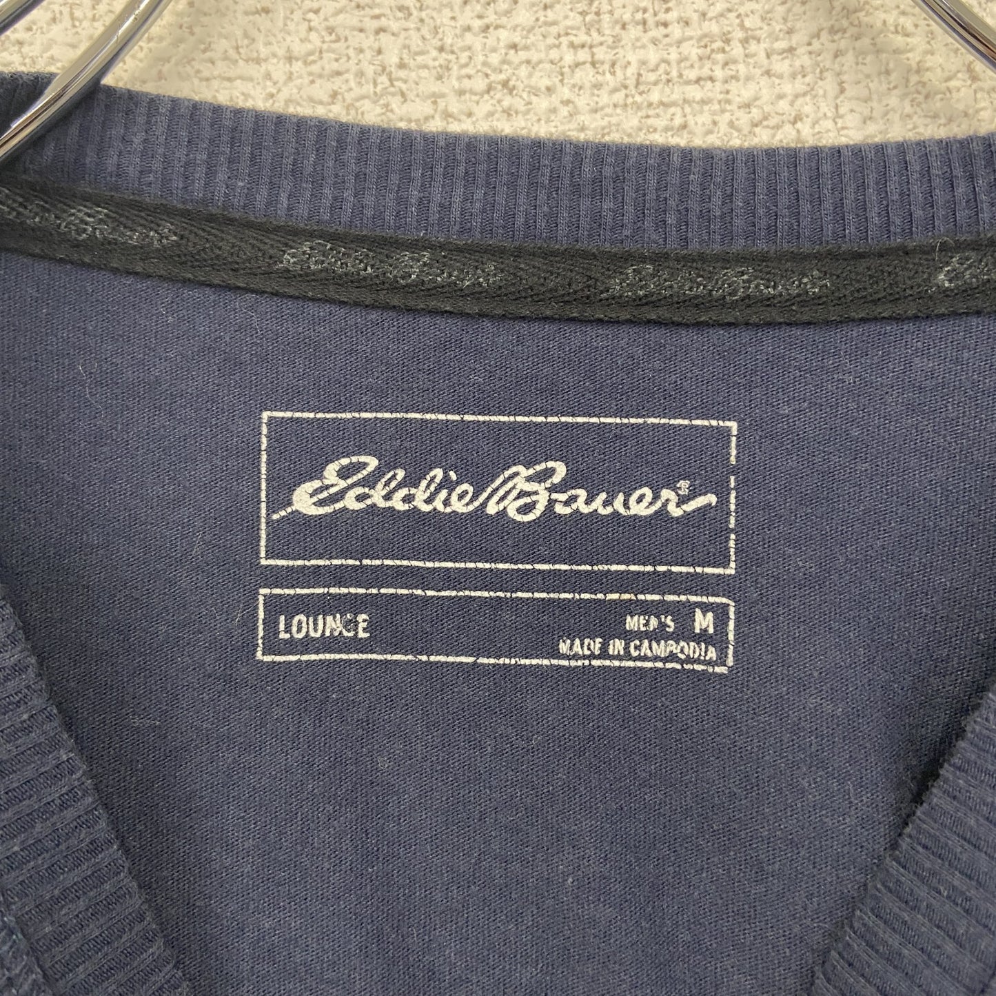 古着 used　Eddie Bauer エディバウアー　半袖無地Tシャツ　クルーネック　シンプル　ノームコア　ネイビー　Mサイズ