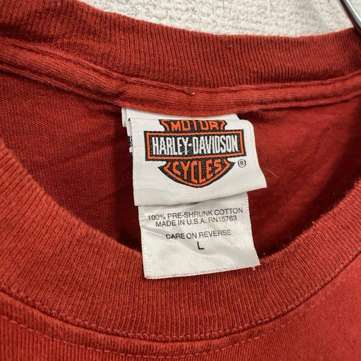 00s　HARLEY DAVIDSON　ハーレーダビッドソン　半袖プリントTシャツ　ヴィンテージ　オレンジ　Lサイズ