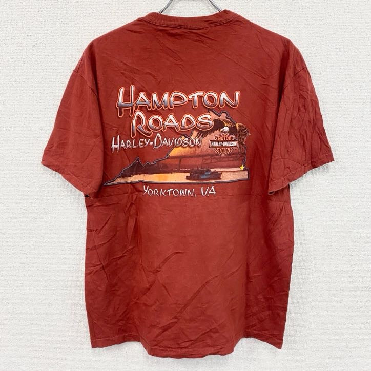 00s　HARLEY DAVIDSON　ハーレーダビッドソン　半袖プリントTシャツ　ヴィンテージ　オレンジ　Lサイズ
