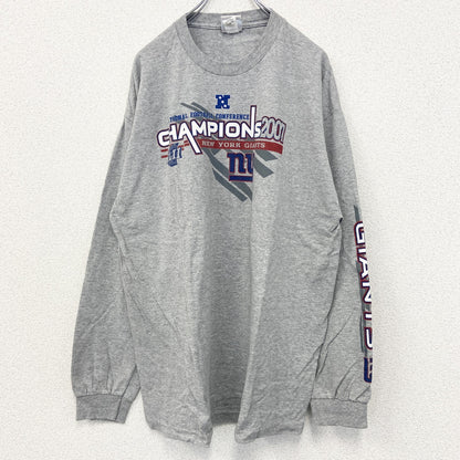 古着 used　NFL　2007　長袖オフィシャルプリントTシャツ　ロンT　アメフト　クルーネック　レトロ　グレー　XLサイズ