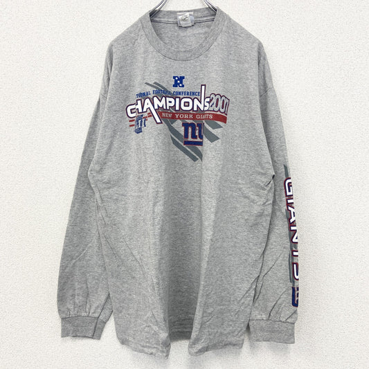 古着 used　NFL　2007　長袖オフィシャルプリントTシャツ　ロンT　アメフト　クルーネック　レトロ　グレー　XLサイズ