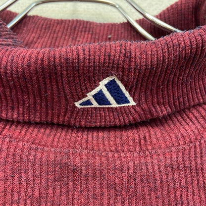 90s　adidas　アディダス　長袖カットソー　ヴィンテージ　タートルネック　赤　レッド　Lサイズ