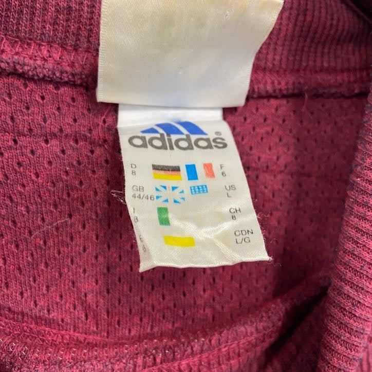 90s　adidas　アディダス　長袖カットソー　ヴィンテージ　タートルネック　赤　レッド　Lサイズ