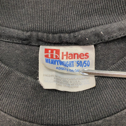 90s　Hanes　ヘインズ　半袖アニマルプリントTシャツ　ヴィンテージ　黒　ブラック　Sサイズ