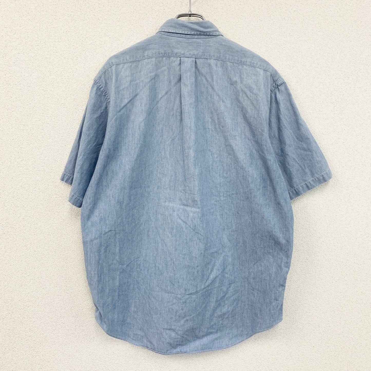 90s～　Ralph Lauren　ラルフローレン　半袖シャツ　シャンブレーシャツ　ボタンダウンシャツ　ブルー　Lサイズ