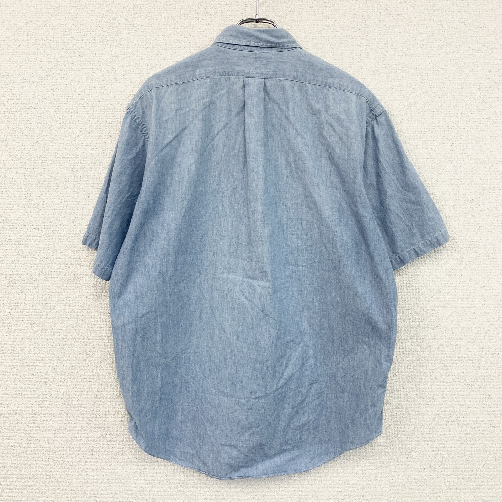 90s～　Ralph Lauren　ラルフローレン　半袖シャツ　シャンブレーシャツ　ボタンダウンシャツ　ブルー　Lサイズ
