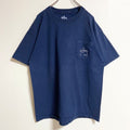 古着 used　GuyHarvey　半袖ワンポイントTシャツ　バックプリント　魚　カジキ　胸ポケット　紺　ネイビー　Lサイズ