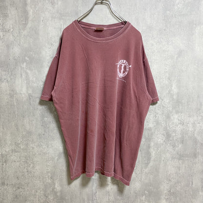 古着 used　OCEAN MAGIC　半袖ワンポイントTシャツ　バックプリント　くすみカラー　褪せ感　ピンク　ビッグシルエット