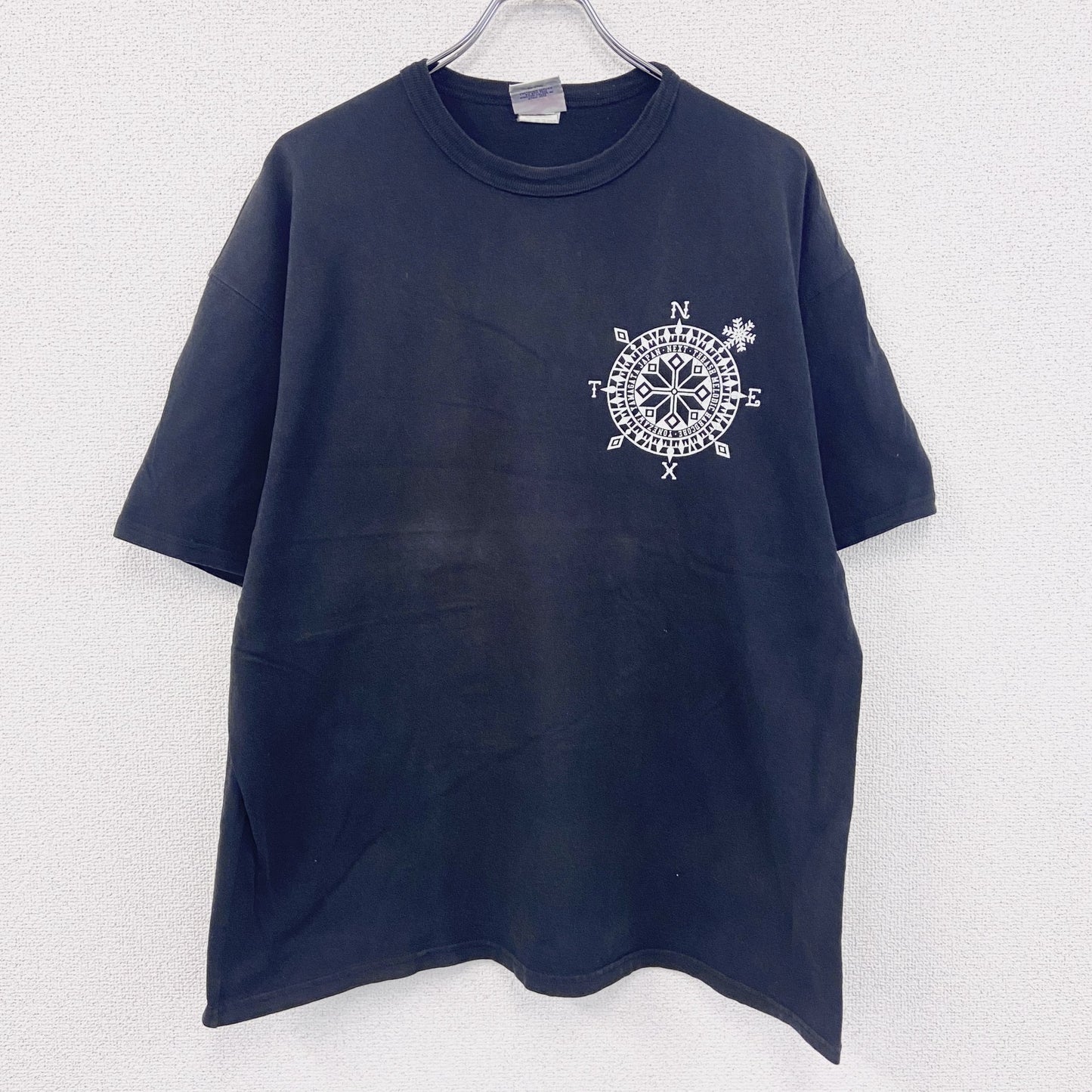 00s　Champion　チャンピオン　半袖プリントTシャツ　ヴィンテージ　コンパス　黒　ブラック　Lサイズ