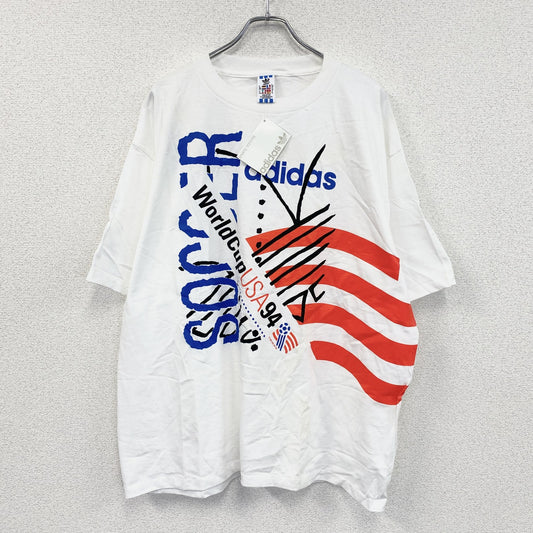 90s　adidas　アディダス　FIFAワールドカップ　半袖Tシャツ　デッドストック　白　ホワイト　XLサイズ　