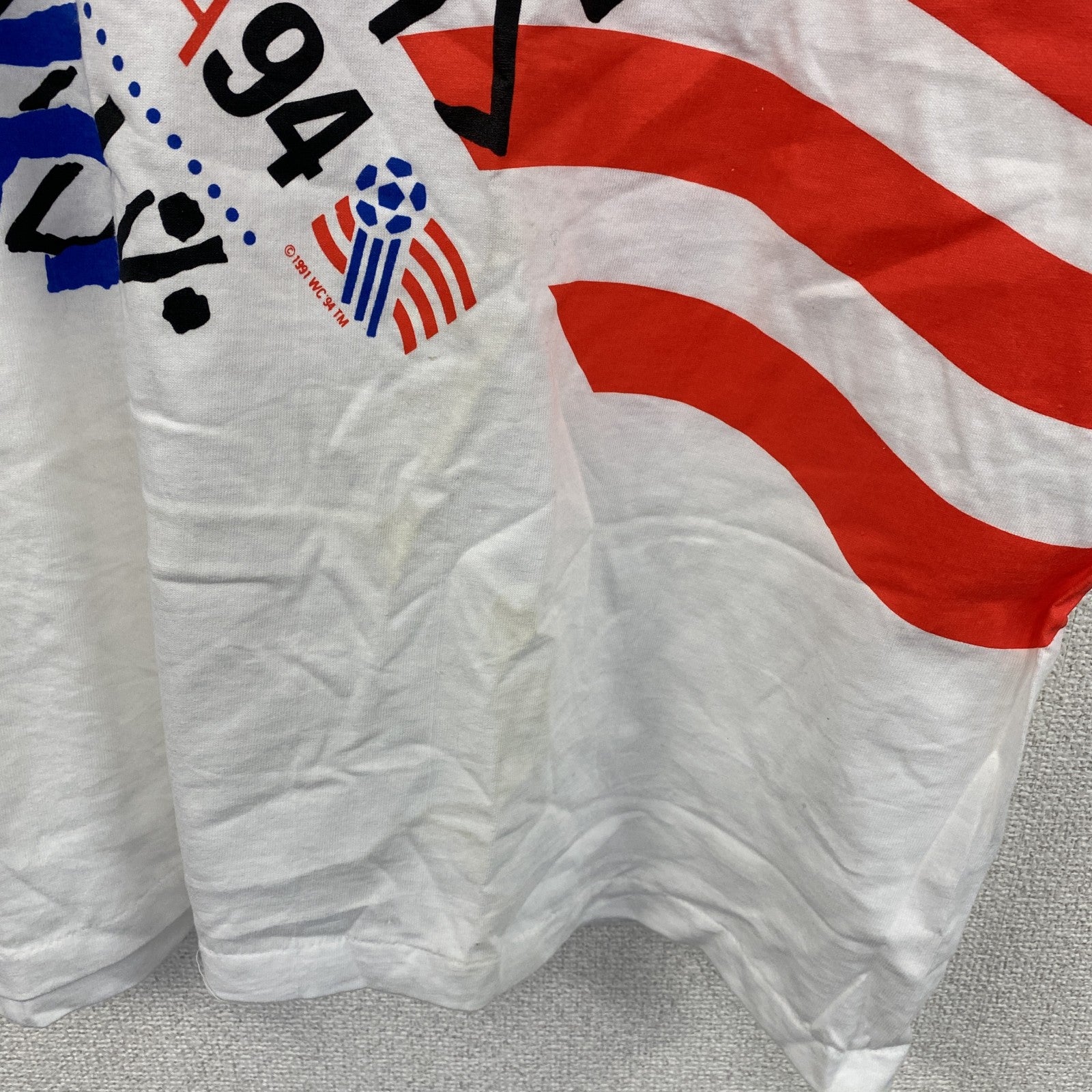 90s　adidas　アディダス　FIFAワールドカップ　半袖Tシャツ　デッドストック　白　ホワイト　XLサイズ　