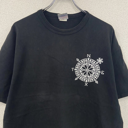 00s　Champion　チャンピオン　半袖プリントTシャツ　ヴィンテージ　コンパス　黒　ブラック　Lサイズ