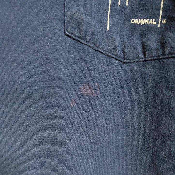 古着 used　GuyHarvey　半袖ワンポイントTシャツ　バックプリント　魚　カジキ　胸ポケット　紺　ネイビー　Lサイズ