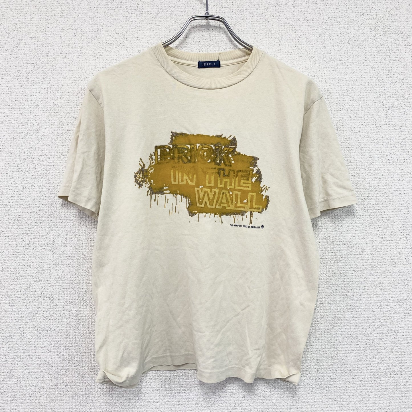 JUNMEN　ジュンメン　半袖プリントTシャツ　ベージュ　Sサイズ