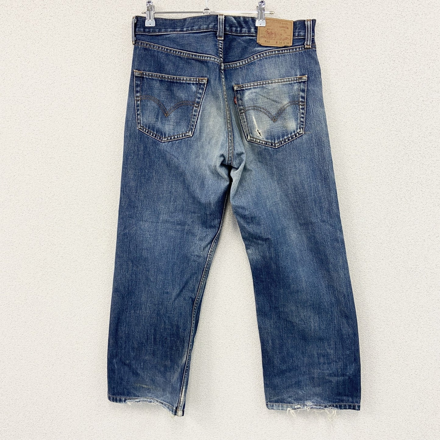 Levi's　リーバイス　512　ダメージデニムパンツ/ジーンズ　縦落ち　フェード　ジップフライ　インディゴ　34サイズ