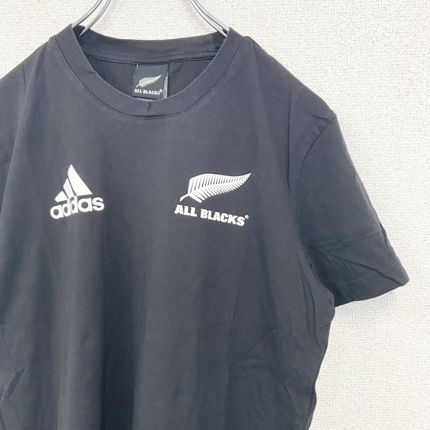 古着 used　adidas アディダス　半袖オフィシャルプリントTシャツ　ニュージーランド　オールブラックス　ラグビー　Sサイズ