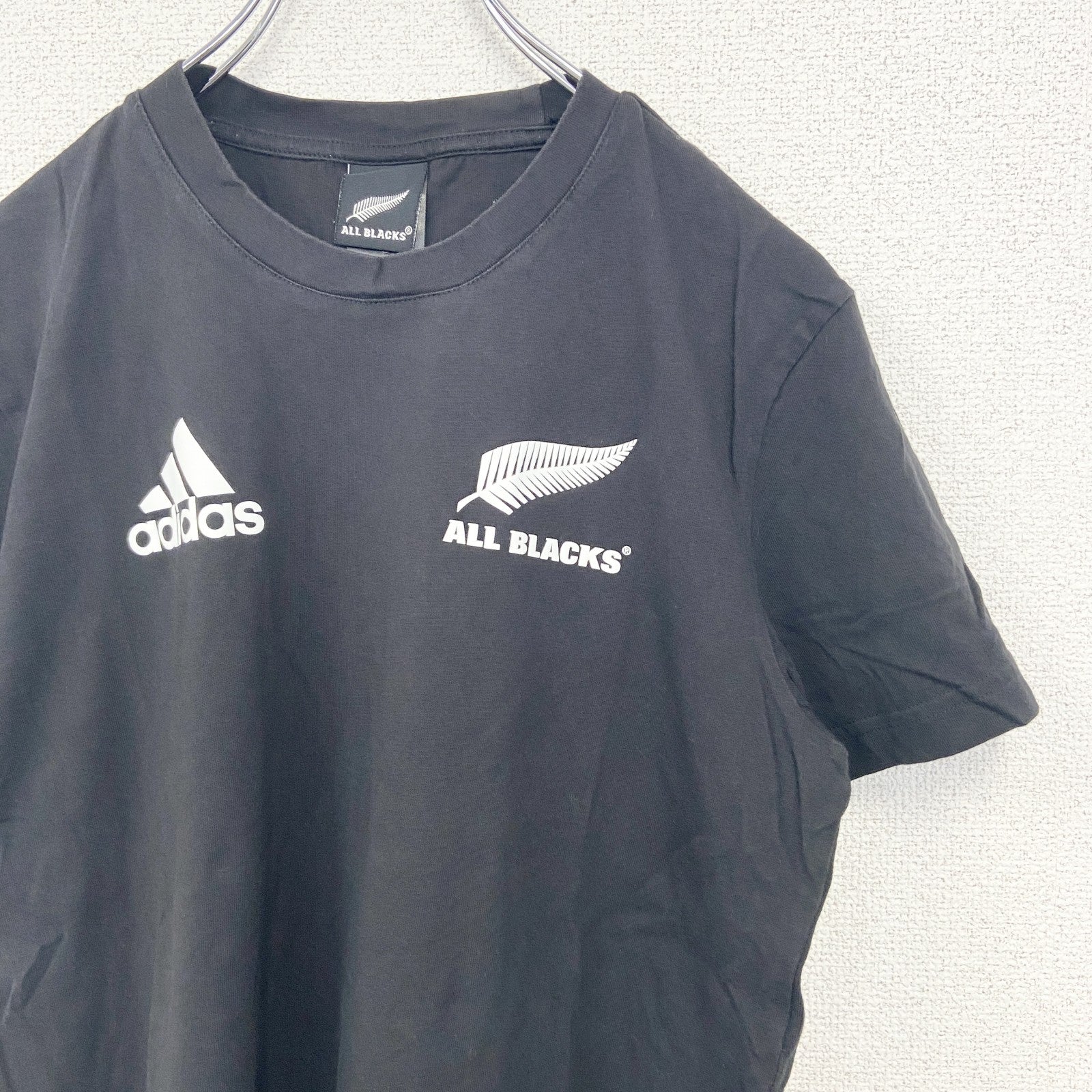 古着 used　adidas アディダス　半袖オフィシャルプリントTシャツ　ニュージーランド　オールブラックス　ラグビー　Sサイズ