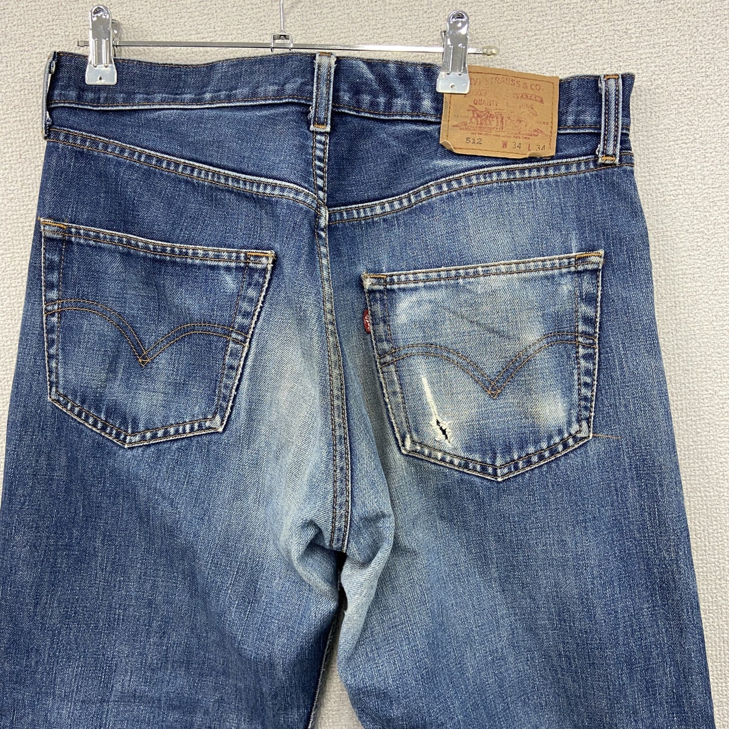 Levi's　リーバイス　512　ダメージデニムパンツ/ジーンズ　縦落ち　フェード　ジップフライ　インディゴ　34サイズ