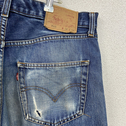Levi's　リーバイス　512　ダメージデニムパンツ/ジーンズ　縦落ち　フェード　ジップフライ　インディゴ　34サイズ