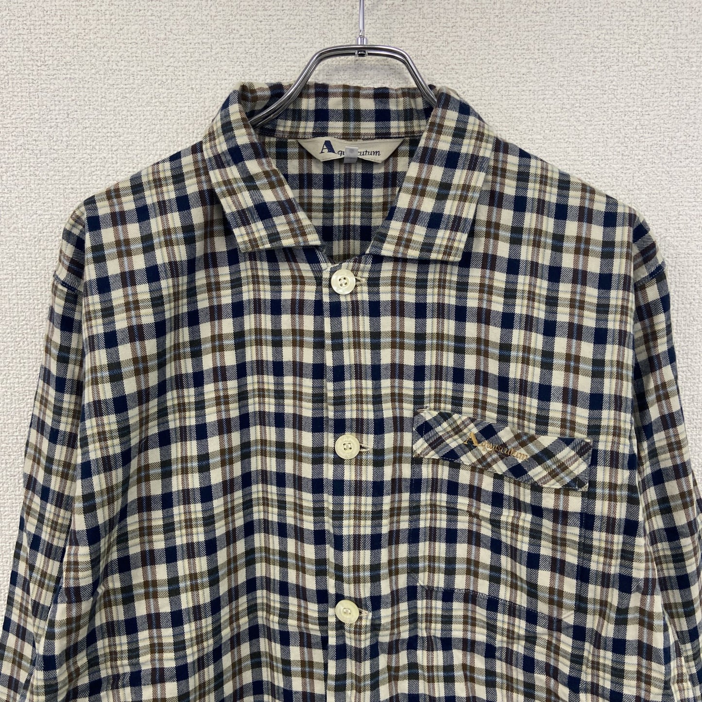 Aquascutum　アクアスキュータム　長袖シャツ　クラブチェックシャツ　チェック柄　マルチカラー　Mサイズ