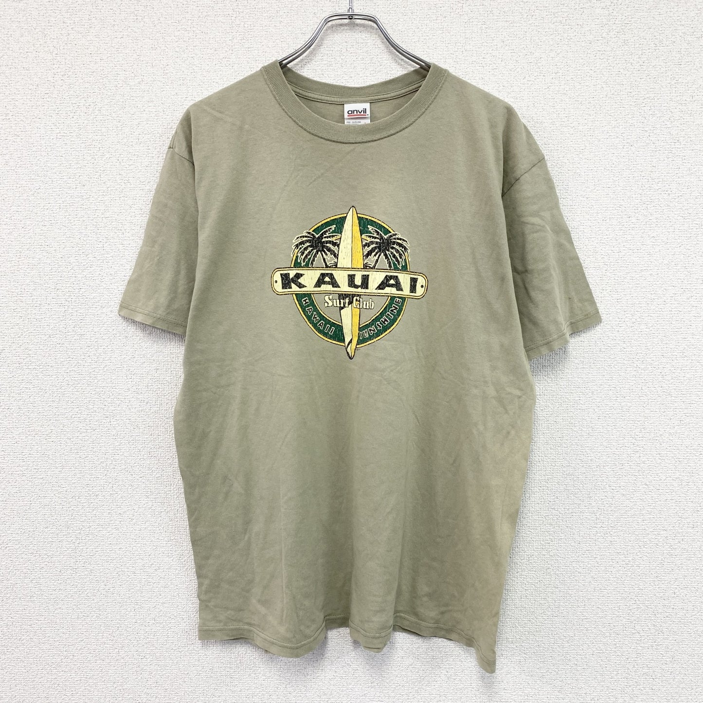 anvil　アンビル　半袖プリントTシャツ　カーキ　Lサイズ