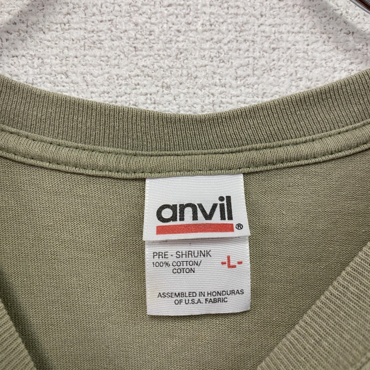 anvil　アンビル　半袖プリントTシャツ　カーキ　Lサイズ