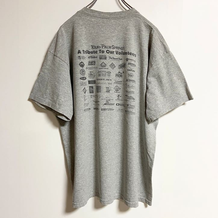 古着 used　FRUITOFTHELOOM　半袖ツアープリントTシャツ　協賛バックプリント　グレー　ビッグシルエット　XLサイズ
