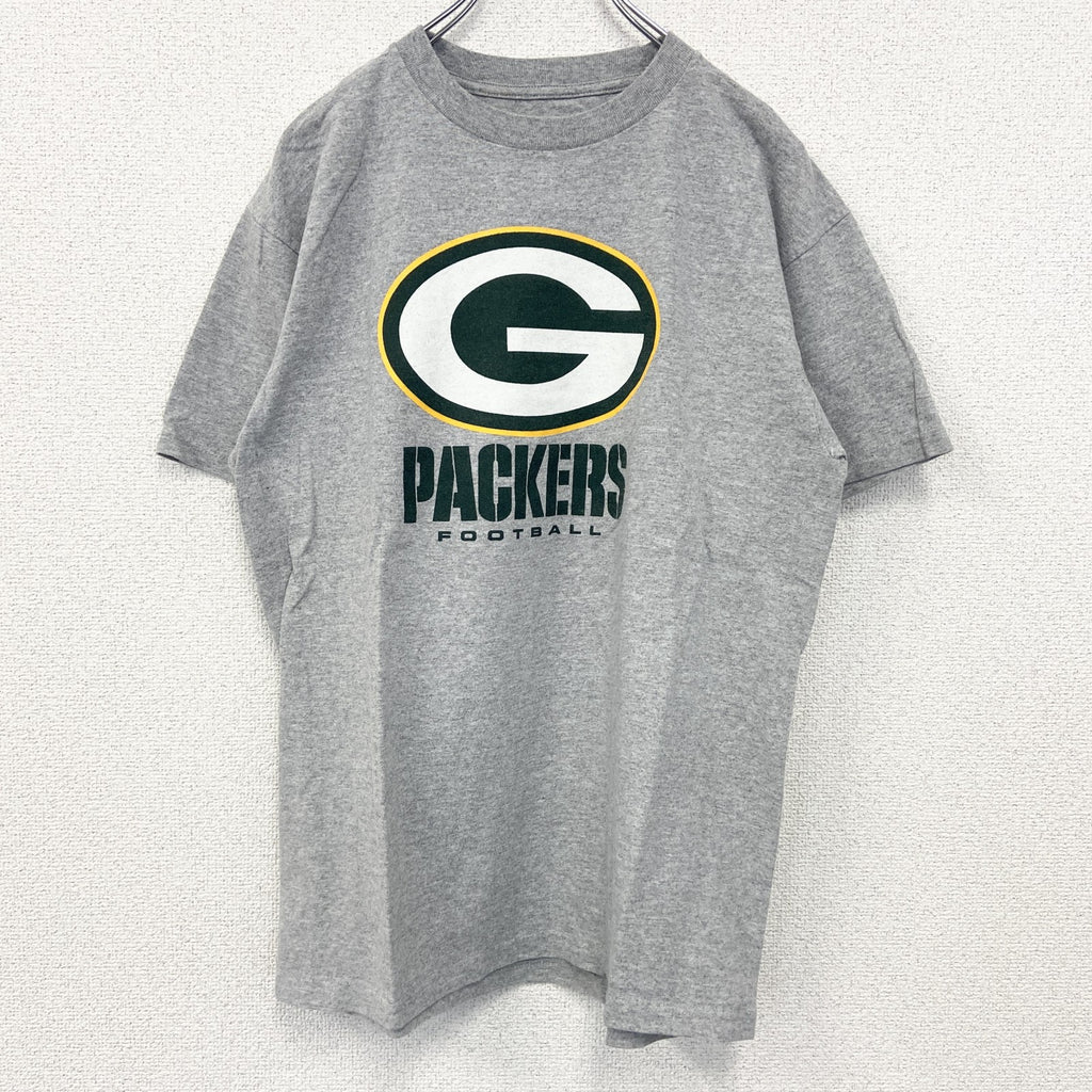 古着 used　NFL　半袖オフィシャルプリントTシャツ　グリーンベイパッカーズ　アメフト　クルーネック　グレー　Mサイズ