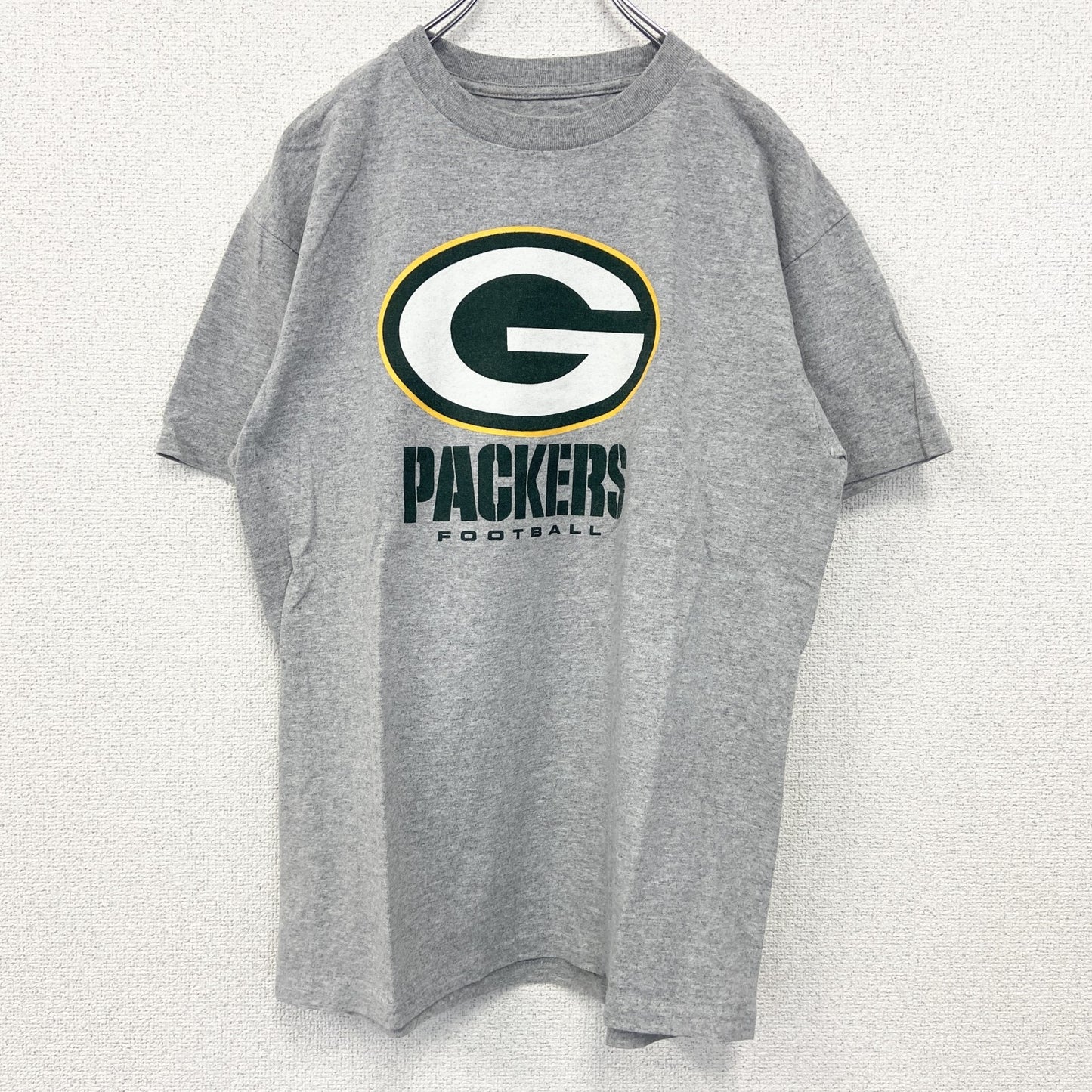 古着 used　NFL　半袖オフィシャルプリントTシャツ　グリーンベイパッカーズ　アメフト　クルーネック　グレー　Mサイズ