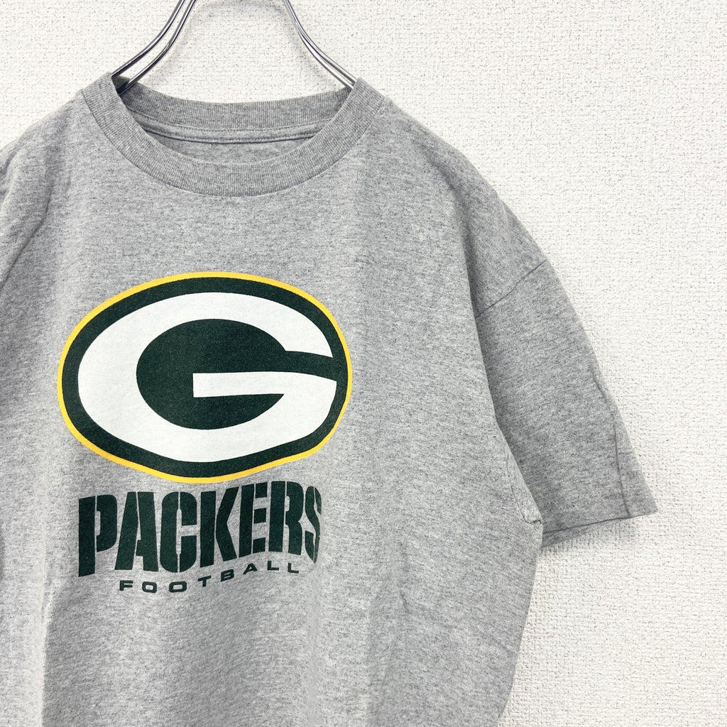 古着 used　NFL　半袖オフィシャルプリントTシャツ　グリーンベイパッカーズ　アメフト　クルーネック　グレー　Mサイズ