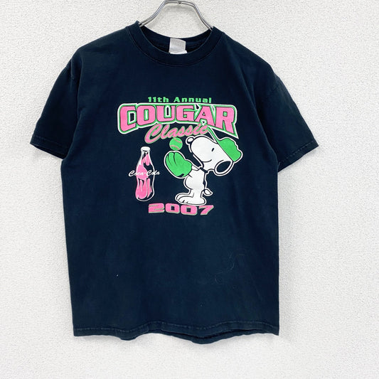 00s　GILDAN　ギルダン　スヌーピー　Coca Cola　COUGAR　半袖Tシャツ　黒　ブラック　Ｍサイズ　