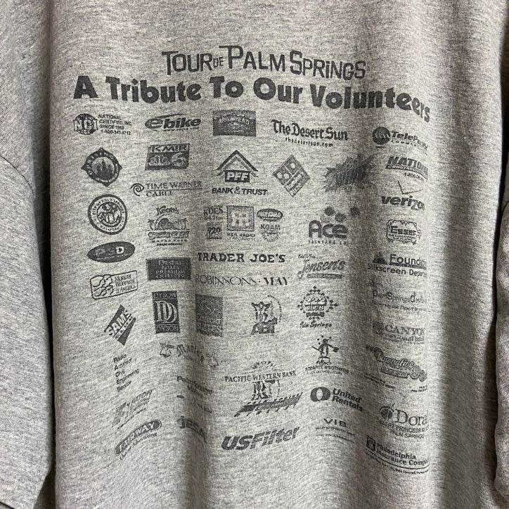 古着 used　FRUITOFTHELOOM　半袖ツアープリントTシャツ　協賛バックプリント　グレー　ビッグシルエット　XLサイズ
