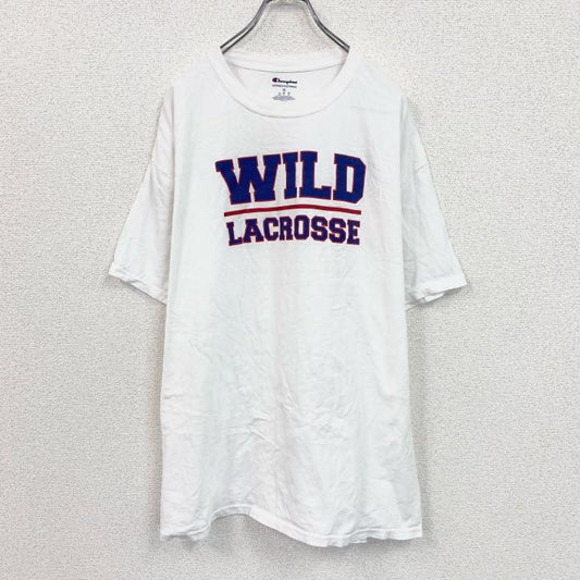 Champion　チャンピオン　半袖プリントTシャツ　英字プリント　クルーネック　現行　白　ホワイト　XLサイズ