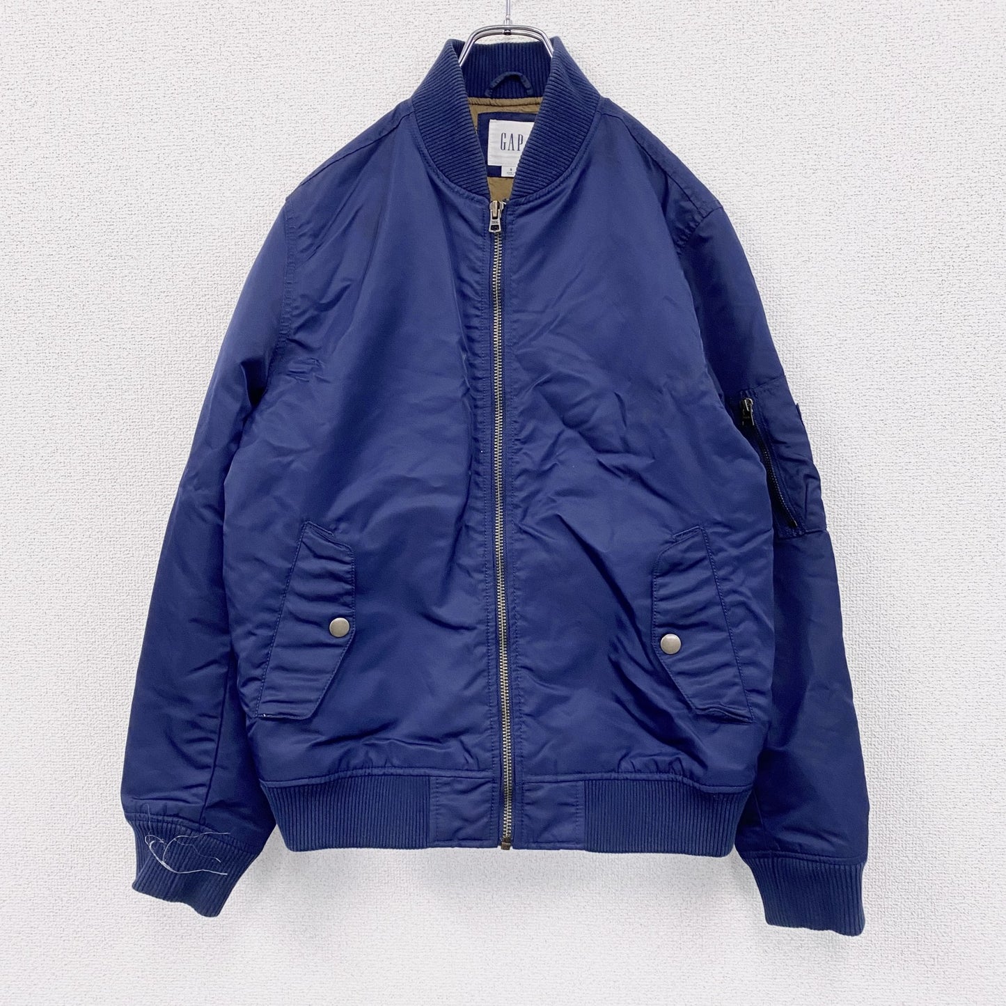 GAP　ギャップ　MA-1　フライトジャケット　ナイロンジャケット　中綿入り　キルティング　紺　ネイビー　Sサイズ