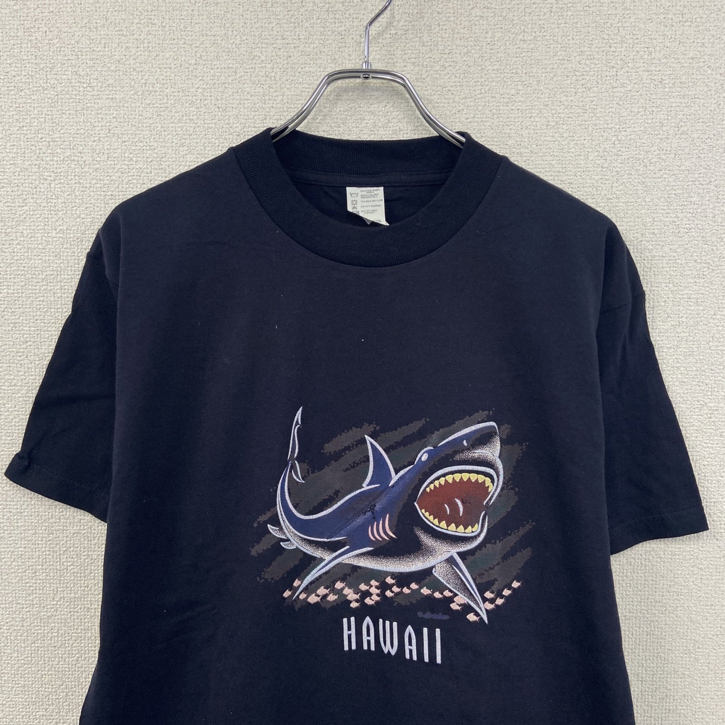 ～00s　半袖プリントTシャツ　アニマルT　サメ　HAWAII　スーベニア　ヴィンテージ　紺　ネイビー　Lサイズ