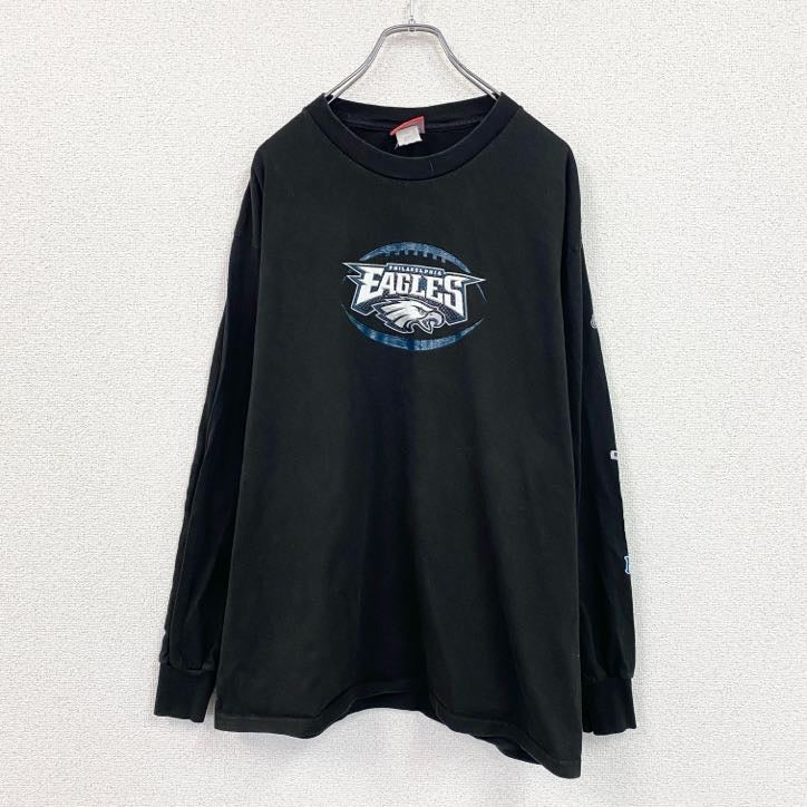 NFL　長袖プリントTシャツ　EAGLES　黒　ブラック　Lサイズ
