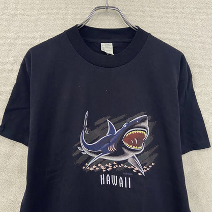 ～00s　半袖プリントTシャツ　アニマルT　サメ　HAWAII　スーベニア　ヴィンテージ　紺　ネイビー　Lサイズ