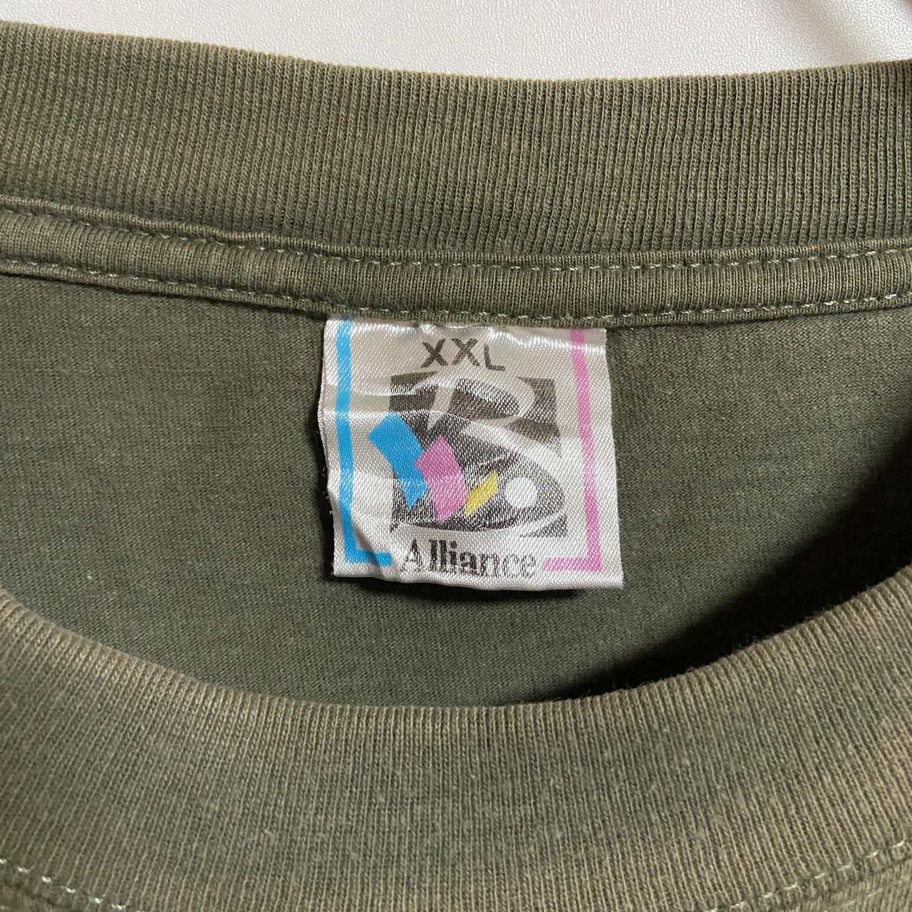 古着 used　Alliance　半袖アニマル柄プリントTシャツ　犬　イノシシ　緑　春夏服　ビッグシルエット　2XLサイズ