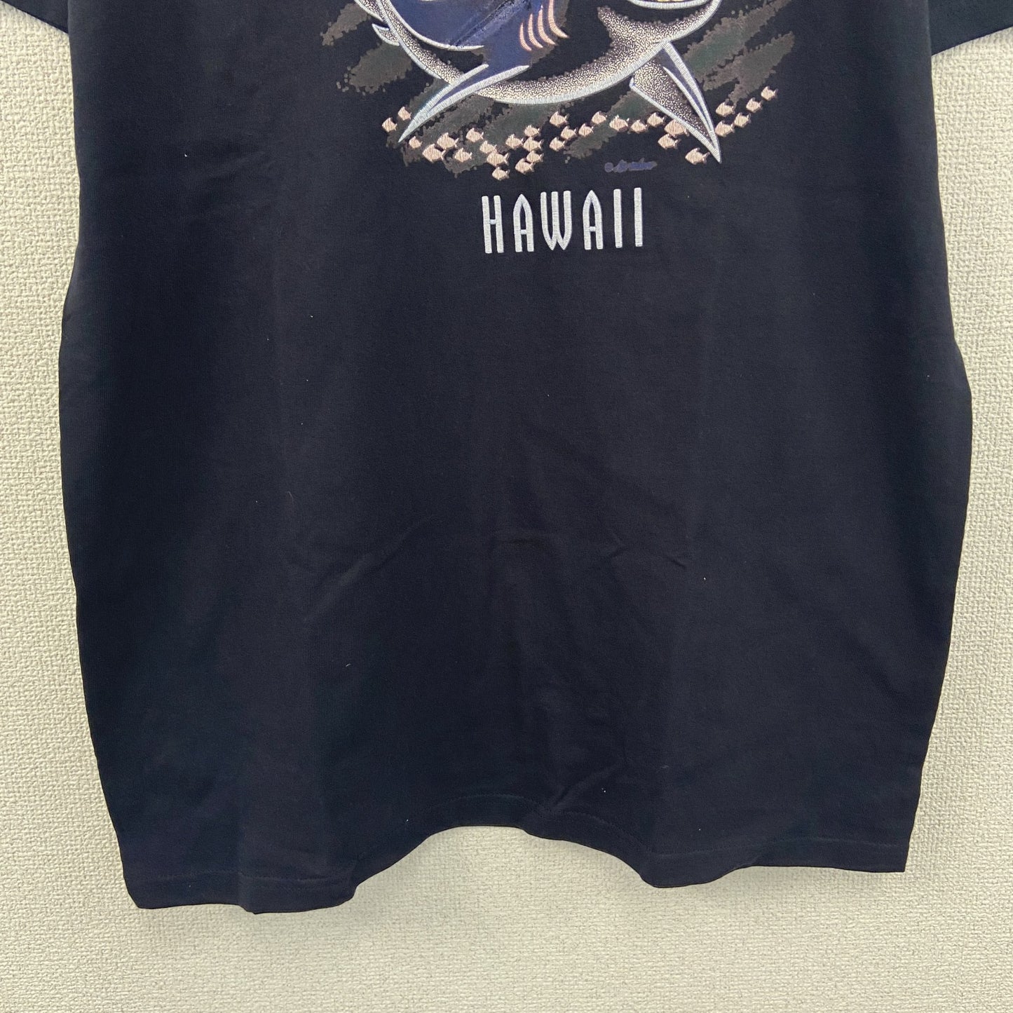 ～00s　半袖プリントTシャツ　アニマルT　サメ　HAWAII　スーベニア　ヴィンテージ　紺　ネイビー　Lサイズ