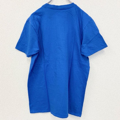 古着 used　adidas アディダス　半袖プリントTシャツ　レトロデザイン　クルーネック　青　ブルー　Lサイズ