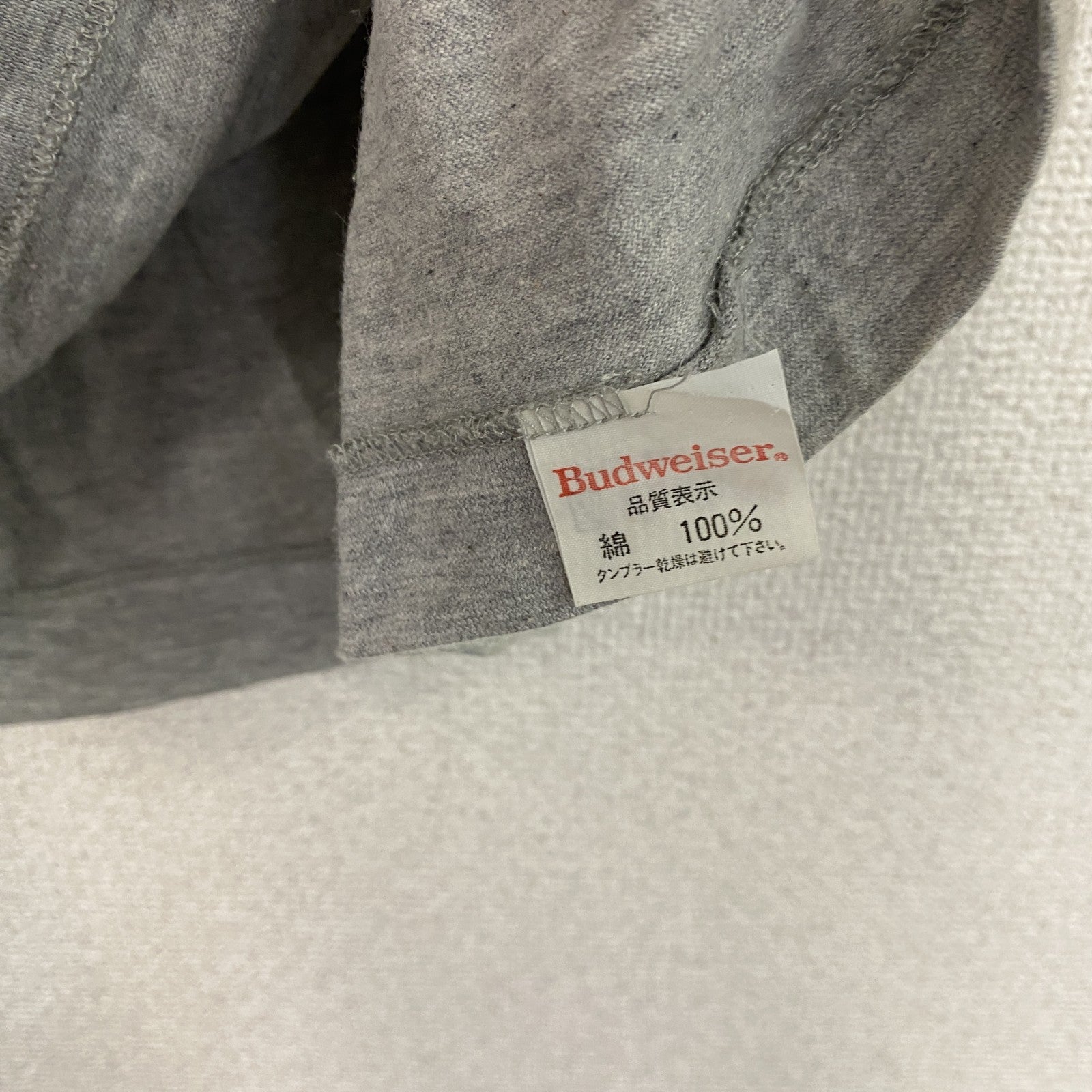 90s　Budweiser　バドワイザー　半袖プリントTシャツ　シングルステッチ　ヴィンテージ　グレー　灰色　Mサイズ　古着