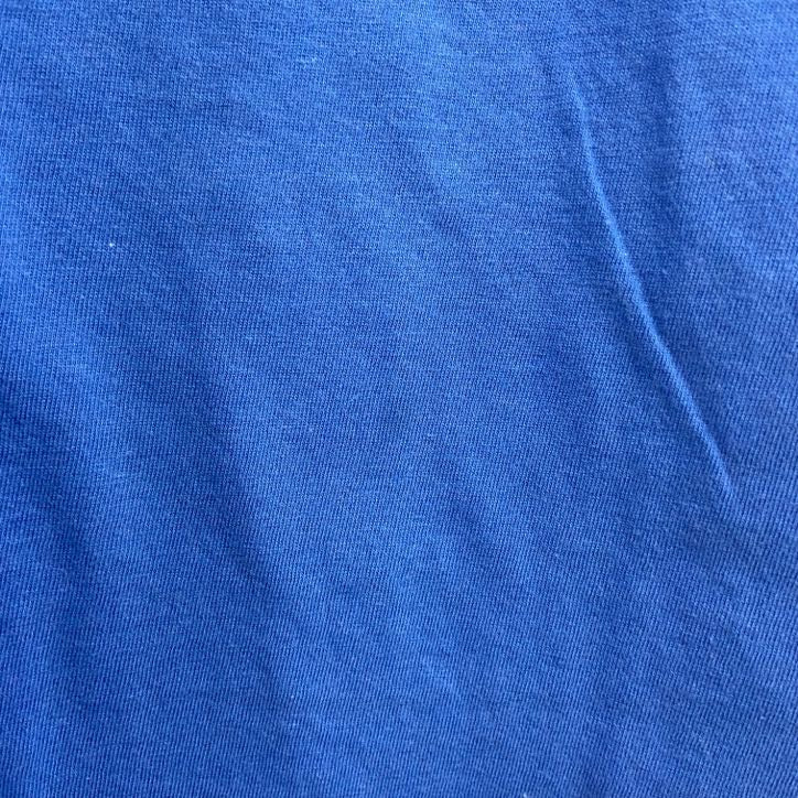 古着 used　adidas アディダス　半袖プリントTシャツ　レトロデザイン　クルーネック　青　ブルー　Lサイズ