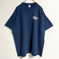 古着 used　GILDAN　ギルダン　半袖バックプリントTシャツ　ワンポイント　クルーネック　魚　船　ネイビー　紺　春夏服