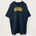 古着 used　champion　チャンピオン　半袖プリントTシャツ　SCUSA　レトロデザイン　黒　ブラック　Lサイズ