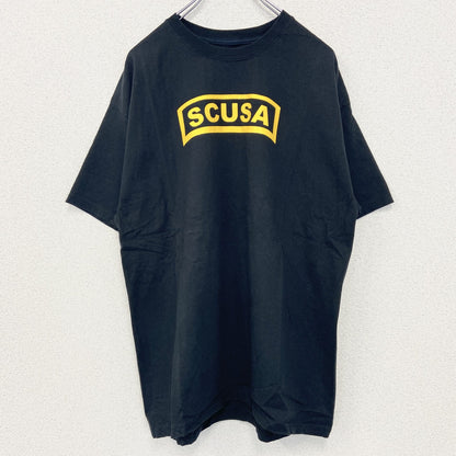 古着 used　champion　チャンピオン　半袖プリントTシャツ　SCUSA　レトロデザイン　黒　ブラック　Lサイズ
