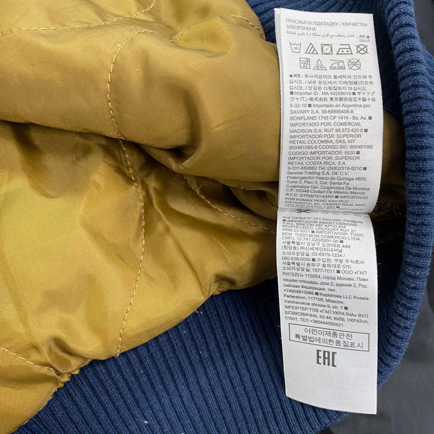 GAP　ギャップ　MA-1　フライトジャケット　ナイロンジャケット　中綿入り　キルティング　紺　ネイビー　Sサイズ