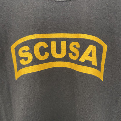 古着 used　champion　チャンピオン　半袖プリントTシャツ　SCUSA　レトロデザイン　黒　ブラック　Lサイズ