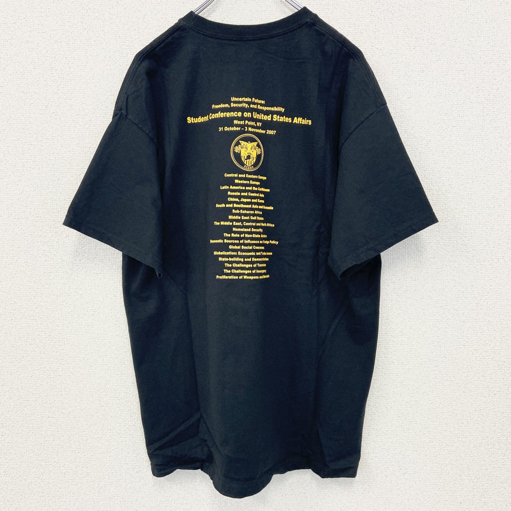 古着 used　champion　チャンピオン　半袖プリントTシャツ　SCUSA　レトロデザイン　黒　ブラック　Lサイズ